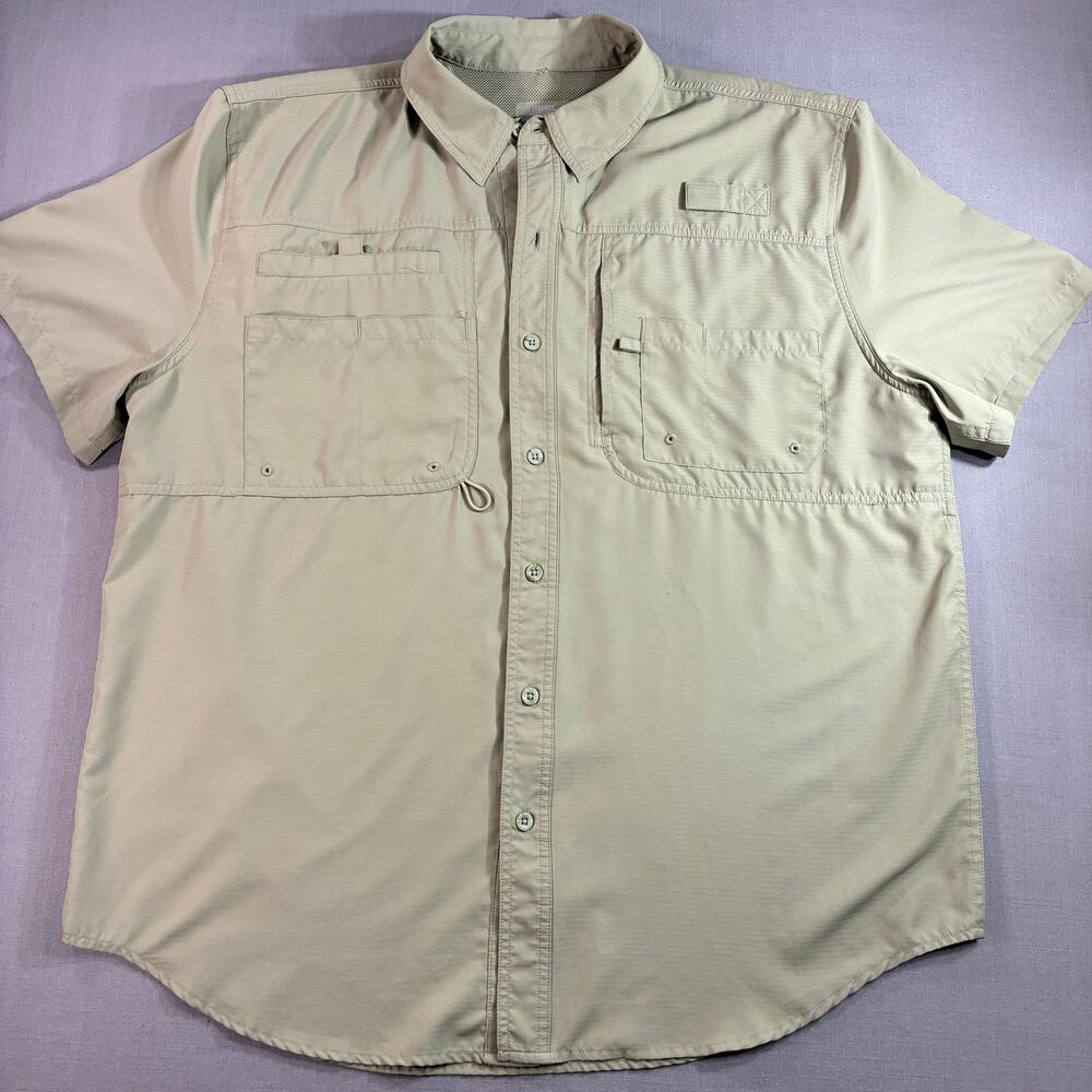 Reel Legends Saltwater II Fishing Shirt Men’s XL Tan Vented Performance